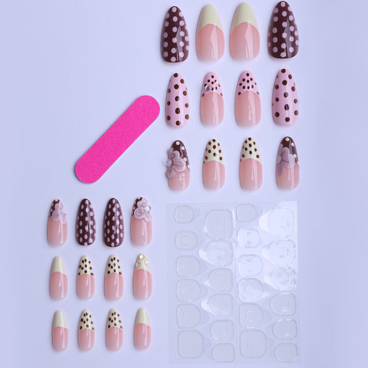 Elegant artificial nails with floral and geometric accents Kalsten