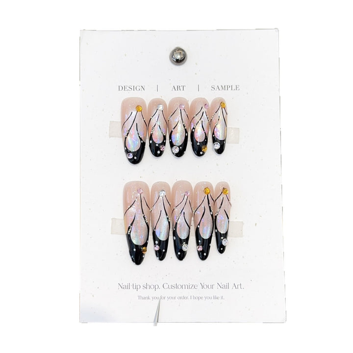 Artificial nails with artistic holographic accents Kalsten