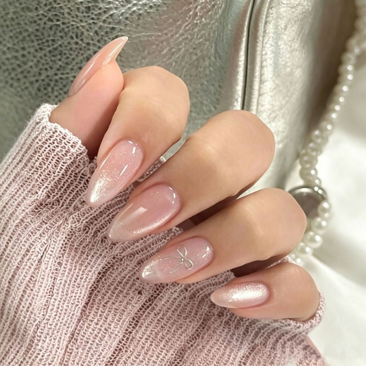 Elegant Press-On Nail Tips with Decorative Bow Kalsten