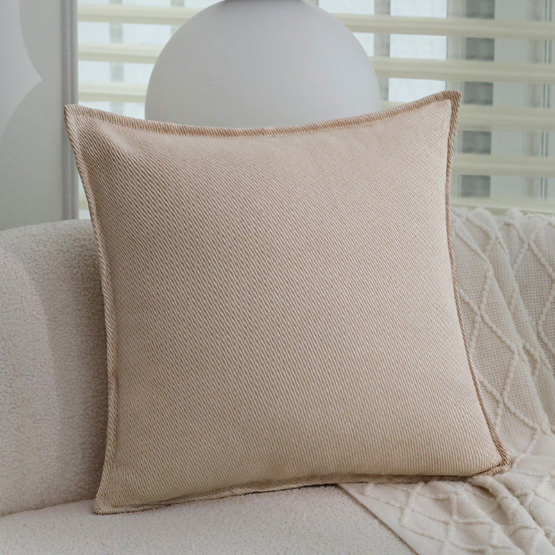 Square fine structure pillowcase with botanical jacquard relief and satin piping Kalsten