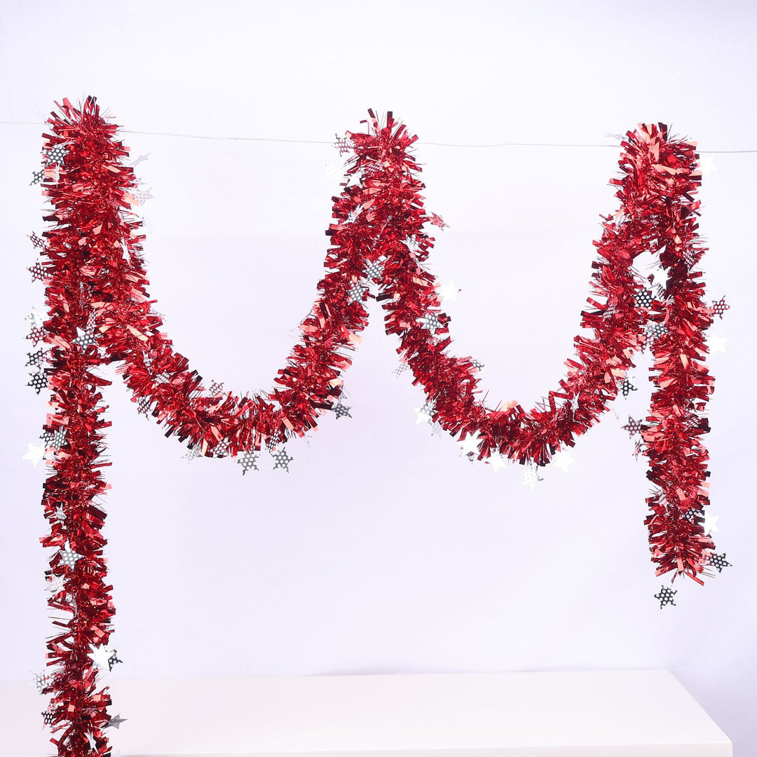 Glittering Christmas garland with snowflake motifs