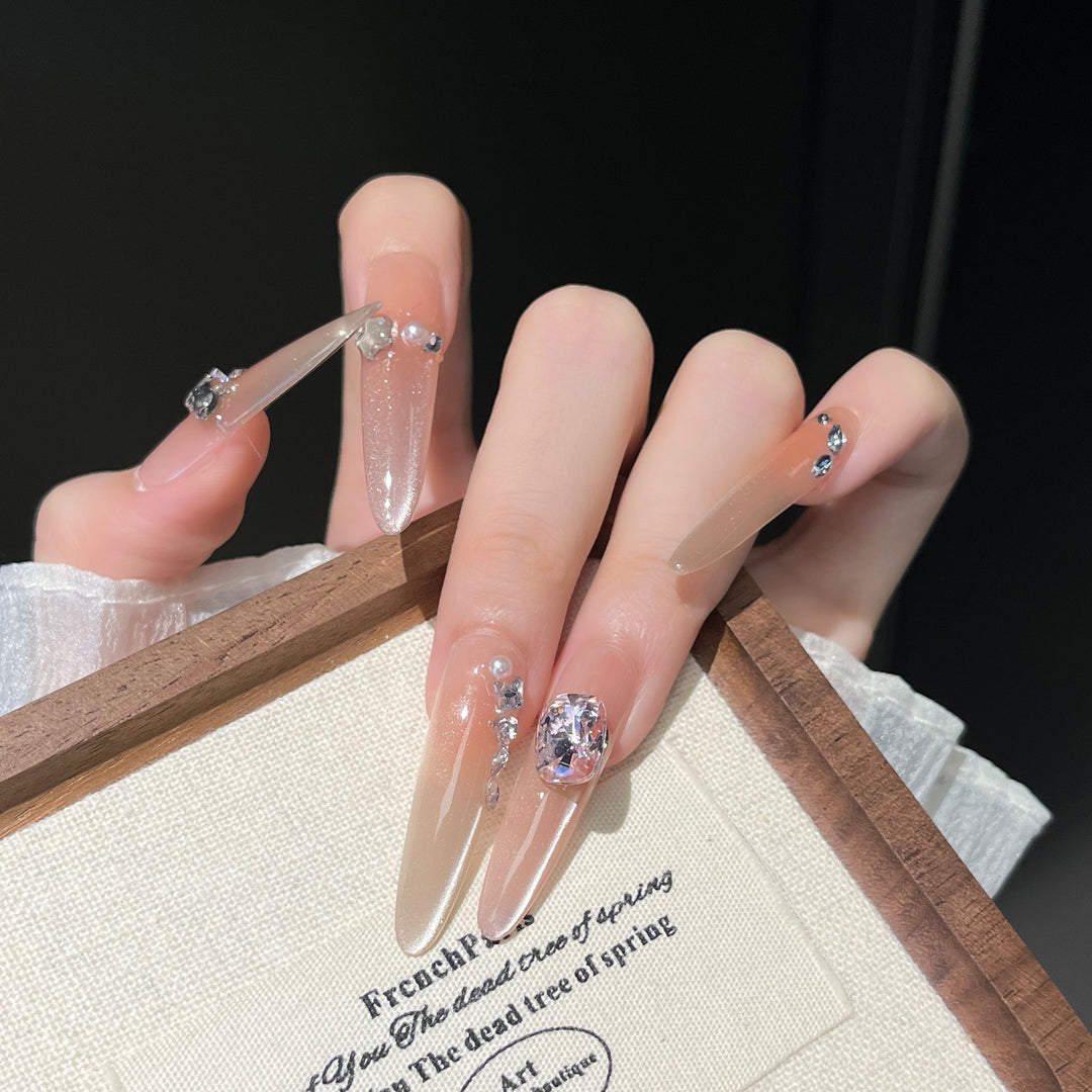 Elegant Rhinestone-Embellished Press-On Nail Extensions Kalsten