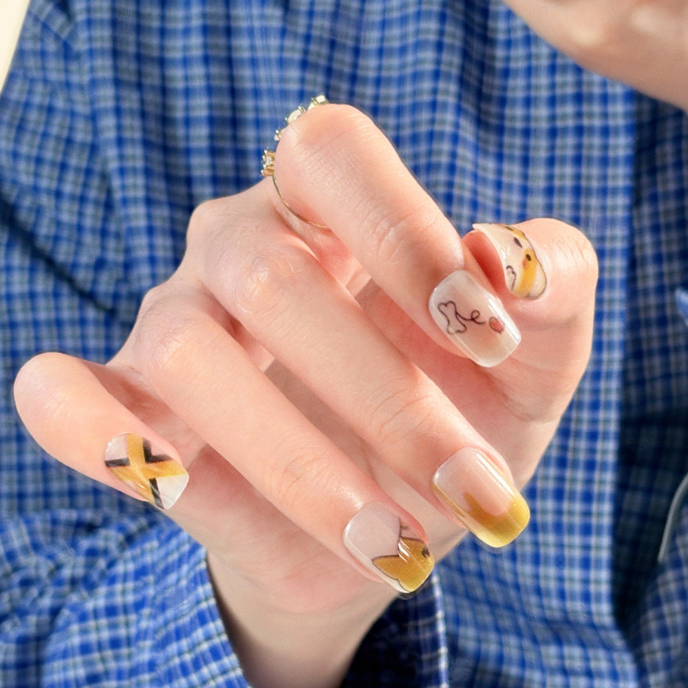 Artistic Press-On Nail Set with Unique Leopard Design Kalsten