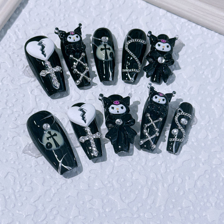 Gothic-Inspired Decorative Press-On Nail Art Set