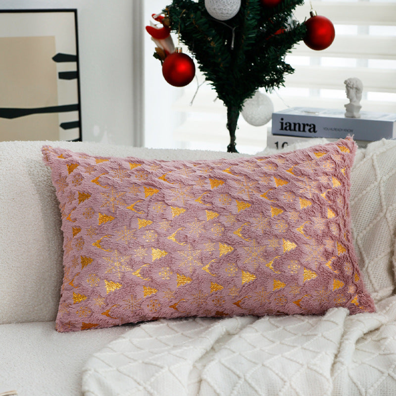 Square festive velvet cushion cover with golden Christmas applique Kalsten