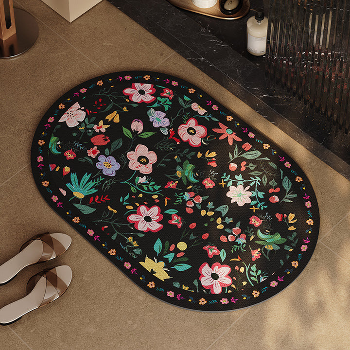 Floral Design Bathroom Mat