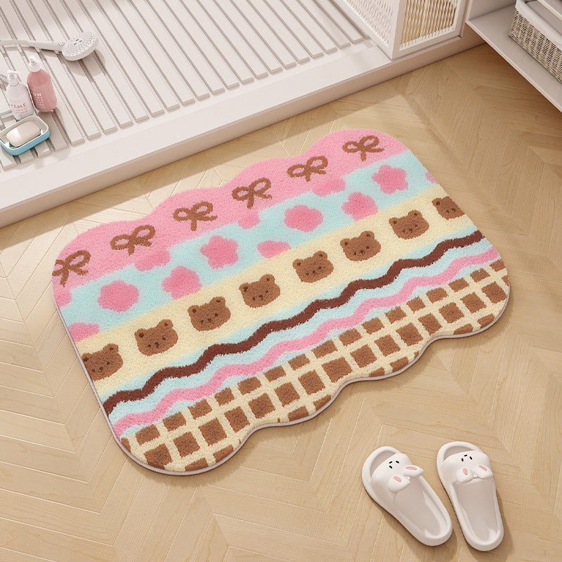 Rainbow-Themed Plush Memory Foam Bath Mat