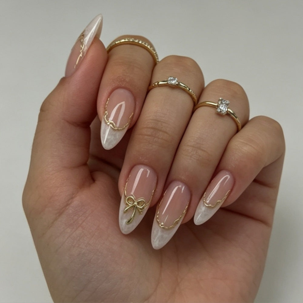 Elegant Press-On Nail Set with Gold Accents Kalsten