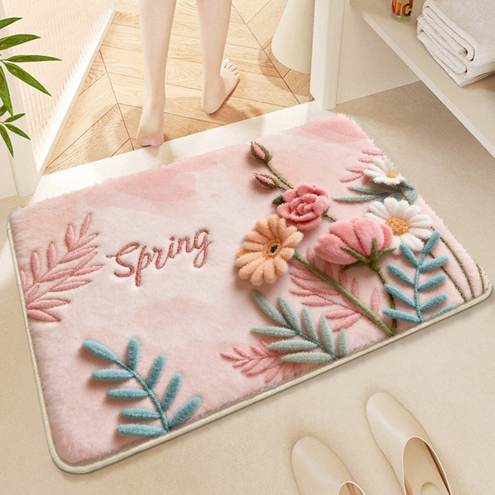 Floral-Themed Soft Microfiber Bath Mat