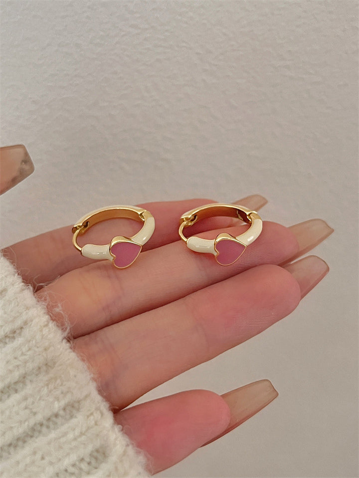 Enamel Heart Hoop Earrings Kalsten