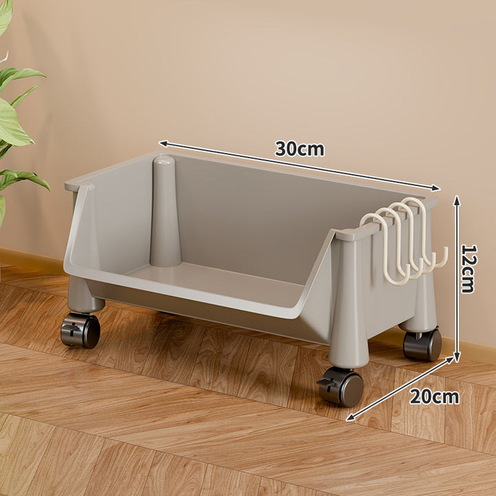 Rolling Under-Desk Storage Caddy with Swivel Casters and Side Hook Rack