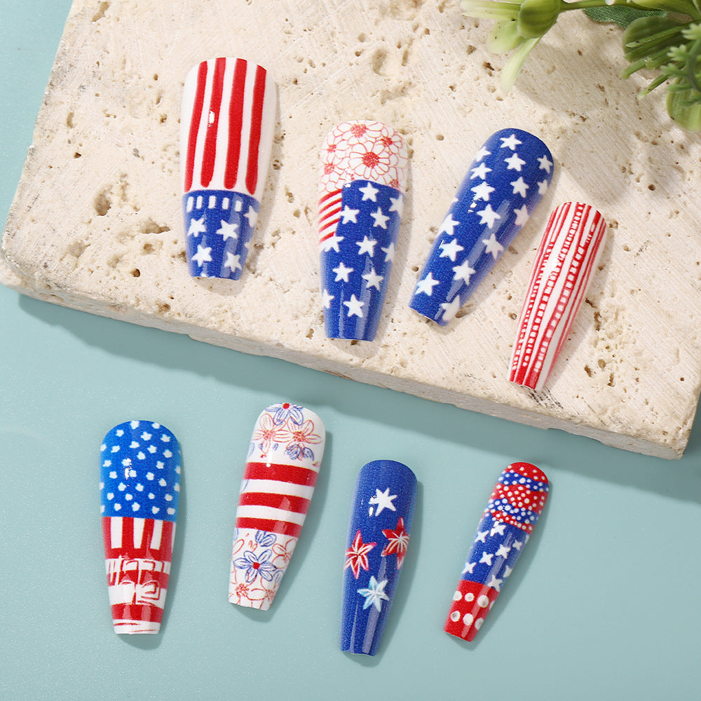 Creative Nail Art Artificial Nails in Patriotic Design Kalsten