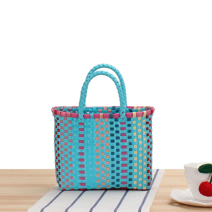 Braided Tote Bag with Colorful Design and Sturdy Handles Kalsten