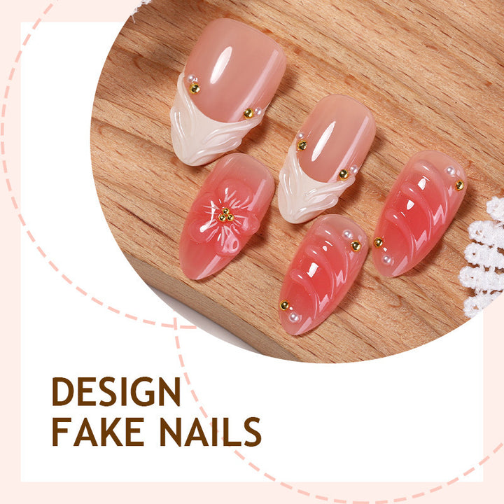 Nail set with luxurious flower and glitter accents Kalsten