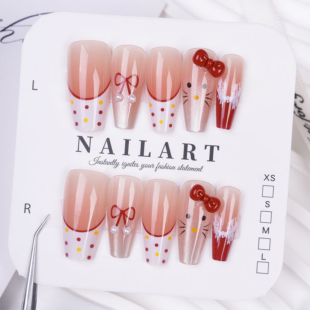 Glamorous artificial nails with playful 3D designs Kalsten