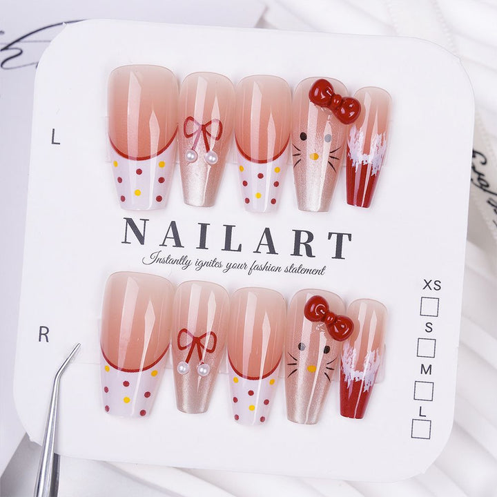 Glamorous artificial nails with playful 3D designs Kalsten