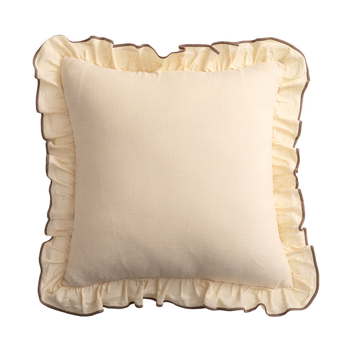 Decorative cushion with frill ruffle and linen texture Kalsten