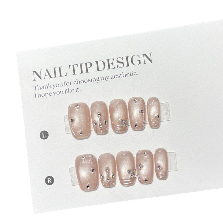 Artificial nails with glamorous rhinestone design Kalsten