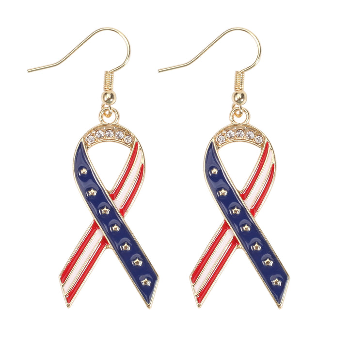 Women's filigree earrings in flag design with crystal stripes and enamel trim Kalsten