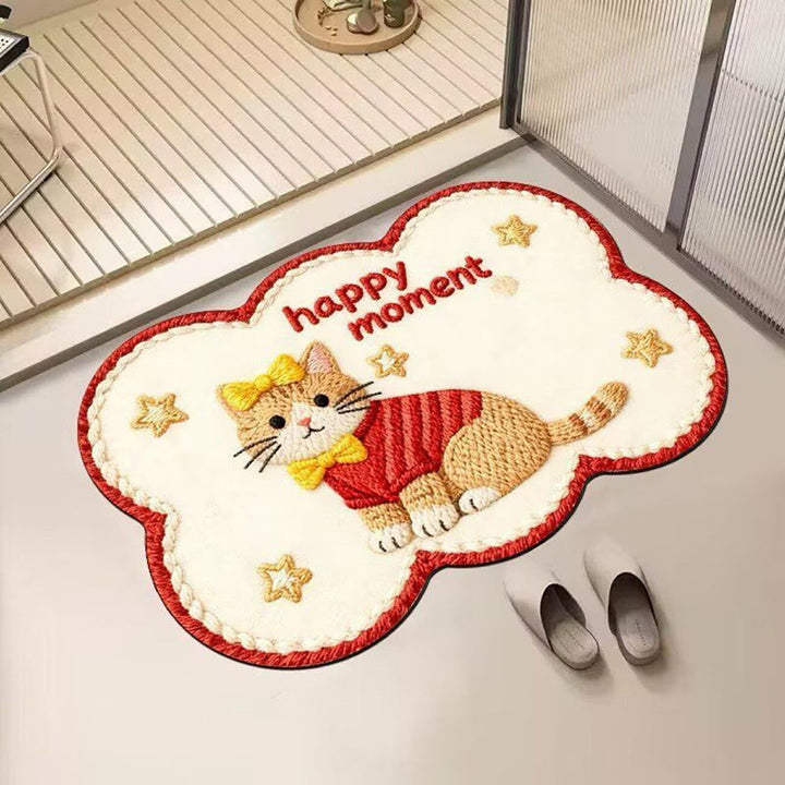 Embroidered Cat-Themed Bath Rug Kalsten