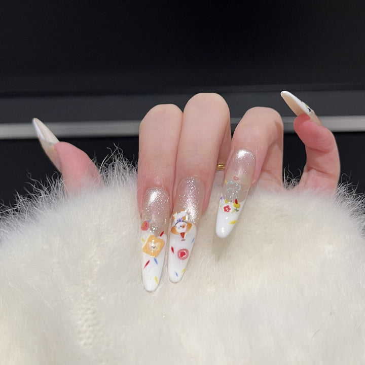 Decorative Press-On Nail Art Set with Glitter Accents Kalsten