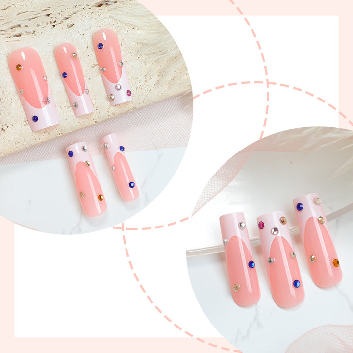 Elegant Decorative Press-On Nail Set with Gem Accents kalsten