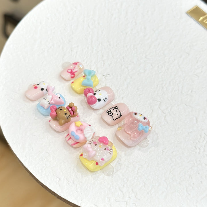 Whimsical Cartoon Character Press-On Nail Set