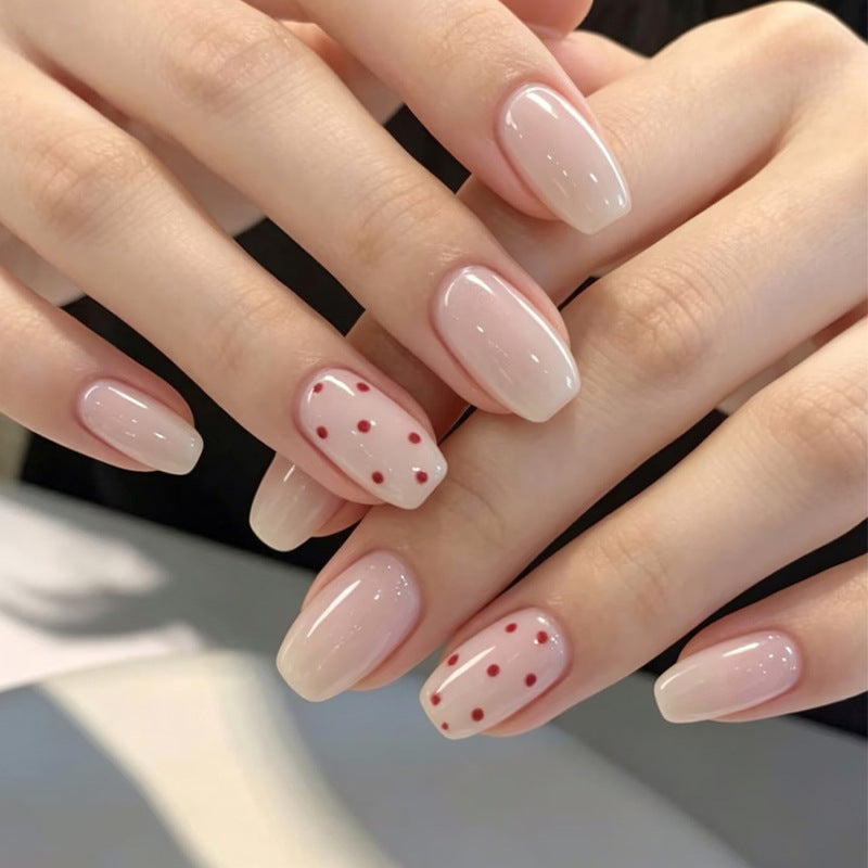 Artistic Press-On Nails with Elegant Polka Dot Design Kalsten