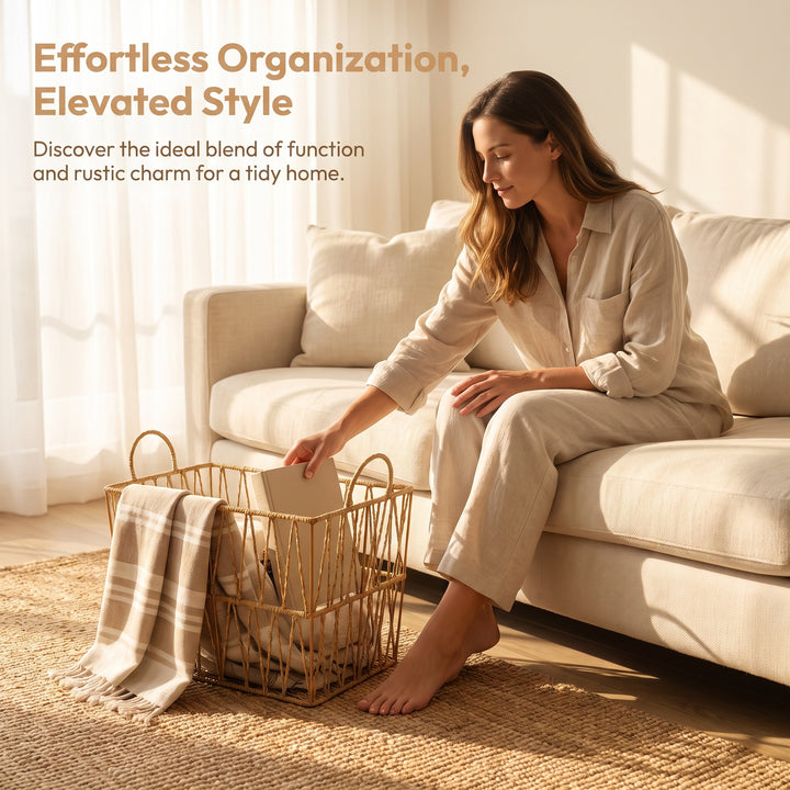 Handcrafted Rope Woven Storage Basket Kalsten