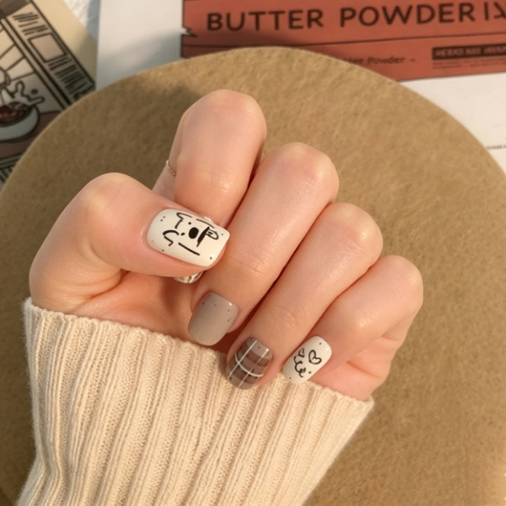 Artistic Press-On Nail Set with Unique Character Designs Kalsten