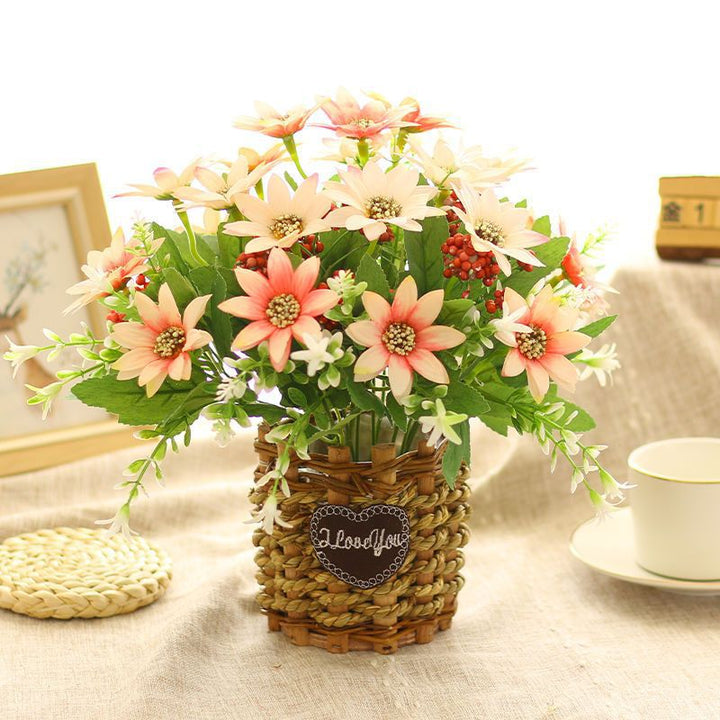 Artificial Floral Arrangement in Woven Basket