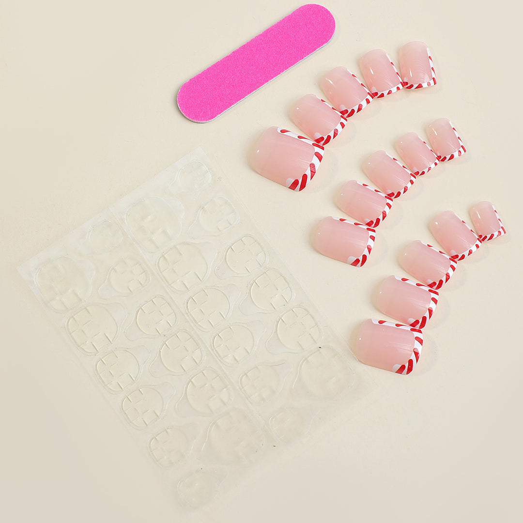 Creative nail art set with festive candy cane design Kalsten
