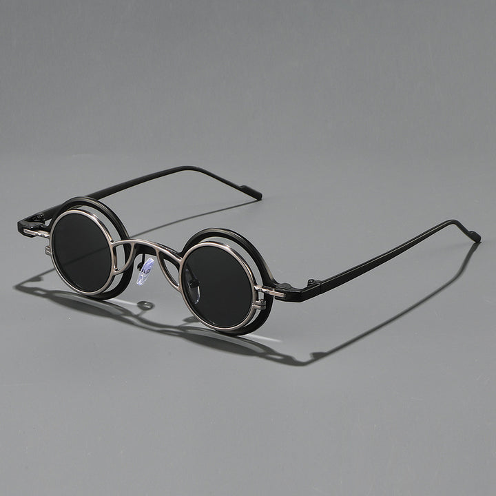 Women's Retro Round Sunglasses with Double Frame Kalsten