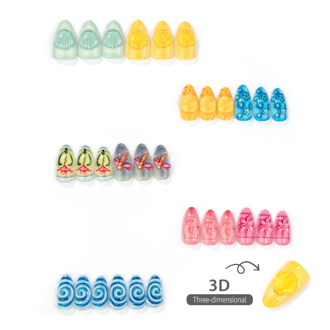 Artistic Decorative Summer-Themed Press-On Nails