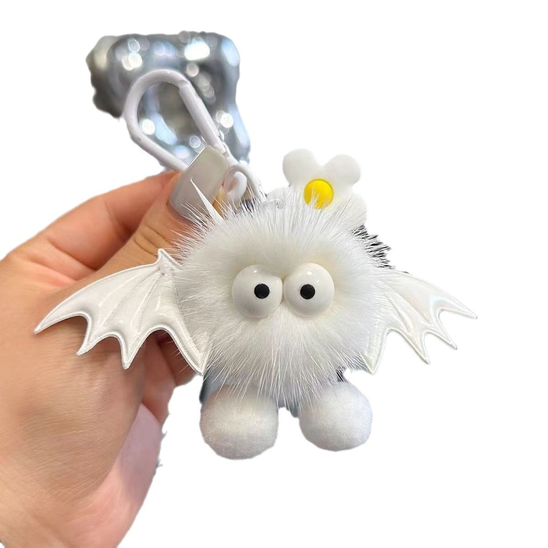 Plush keychain with bat motif