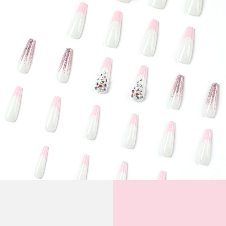 Artful Nail Extensions with Glitter and Rhinestone Decorations Kalsten