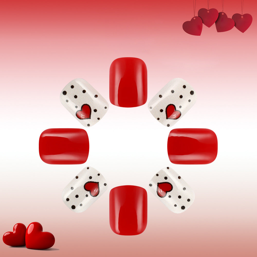 Heart-Embellished Press-On Nail Set Kalsten 1787543006