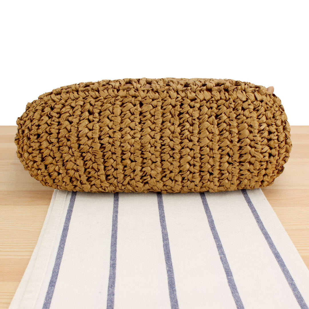 Beach Shoulder Bag Made of Natural Weave with Elegant Chain Decoration Kalsten
