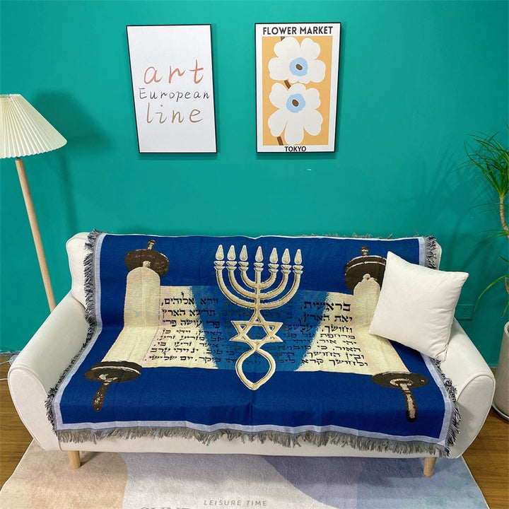 Decorative Fringed Tapestry Blanket