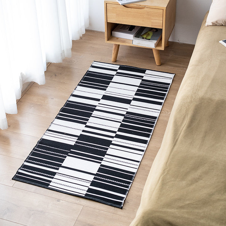 Flat-woven kitchen runner with modern striped pattern and easy-care cotton blend Kalsten