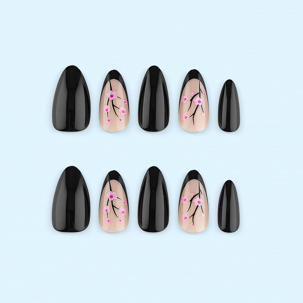 Trendy Artificial Nails with Floral Accents Kalsten