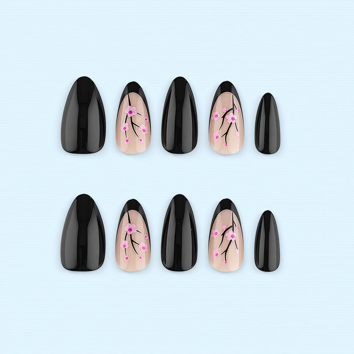 Trendy Artificial Nails with Floral Accents Kalsten