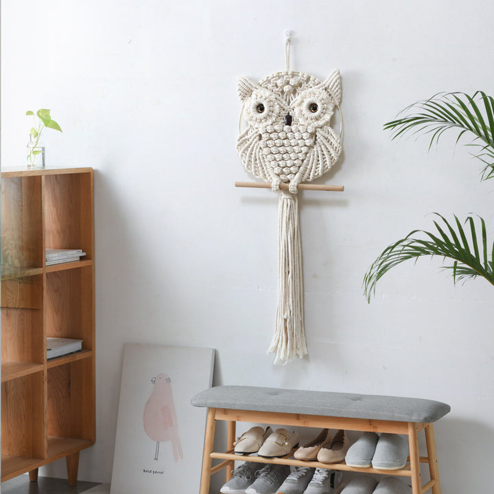 Artful Macrame Wall Hanging In Owl Shape Kalsten