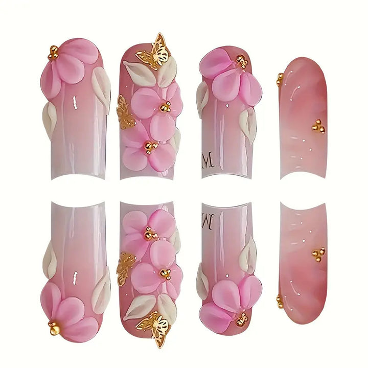 Floral-Accent Press-On Nail Art Kalsten