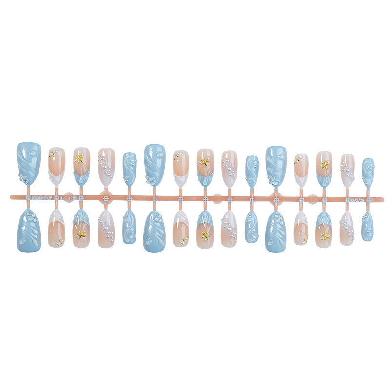 Artificial nail set with glittering accents and floral design Kalsten