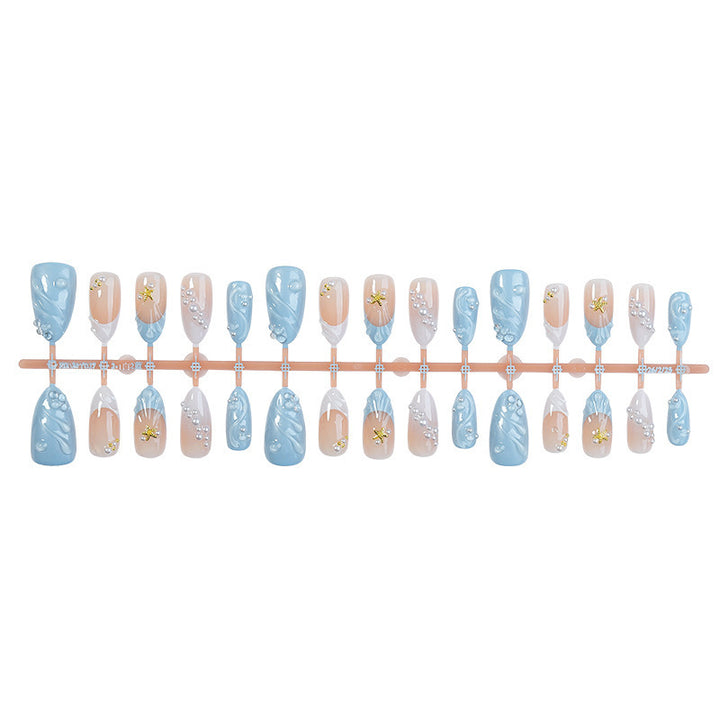 Artificial nail set with glittering accents and floral design Kalsten