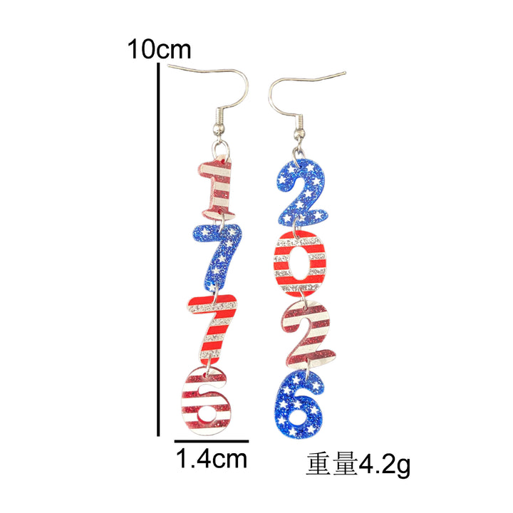 Women's nan glitter layered number cascade dangle earrings with French hooks Kalsten