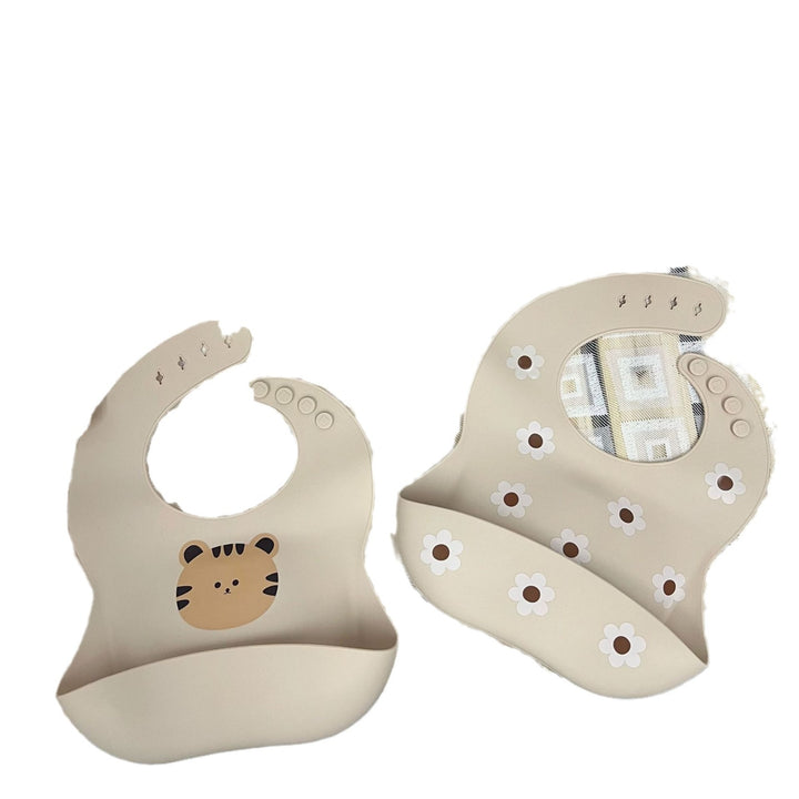 Silicone Baby Bib with Deep Crumb Pocket and Adjustable Snap Neck