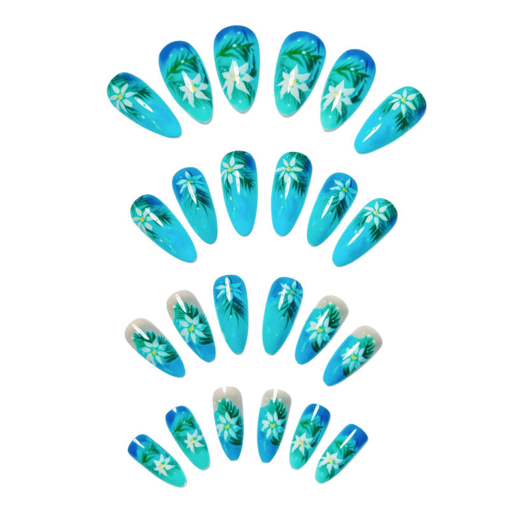 Creative Art Nails with Blooming Flower and Leaf Design Kalsten