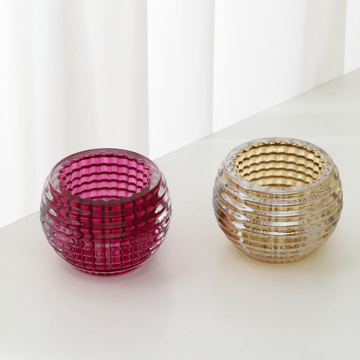 Round Ribbed Glass Votive Candle Holder for Tealights Kalsten